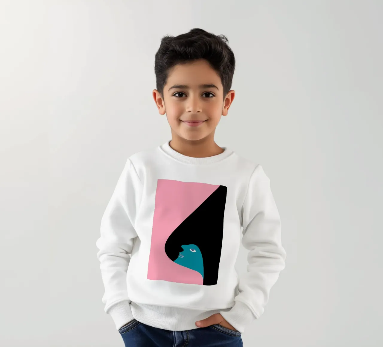 Retrato Abstracto Color Block Rosa Teal Arte sudadera para niño de NorwesClub