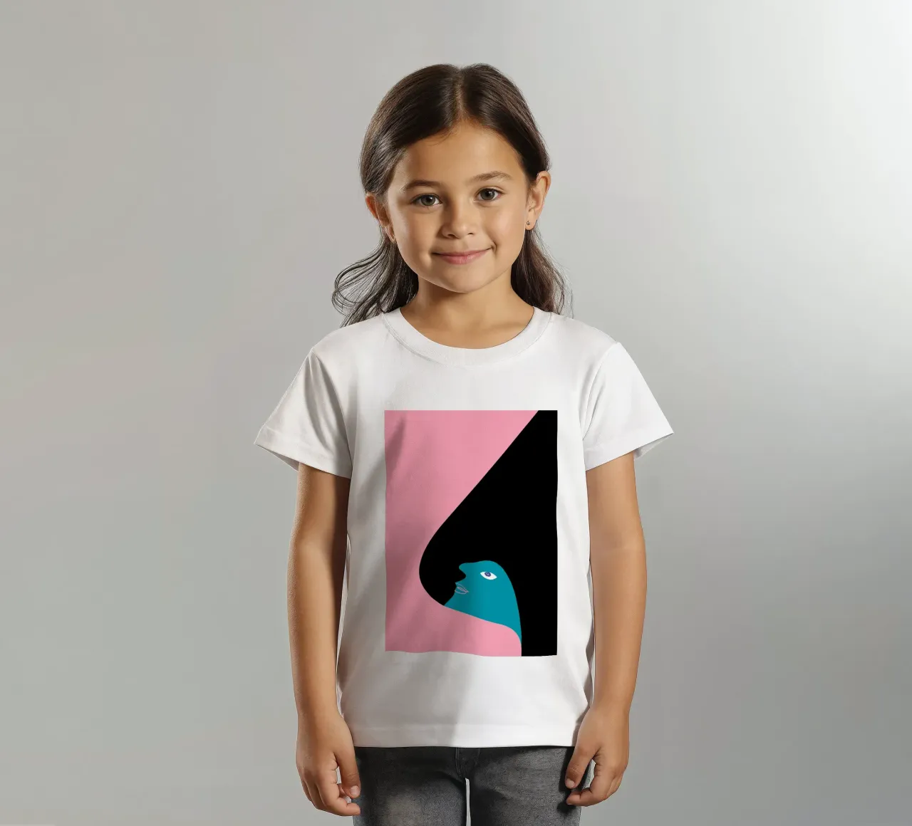 Portrait abstrait Color Block Pink Teal Art t-shirt enfant de NorwesClub