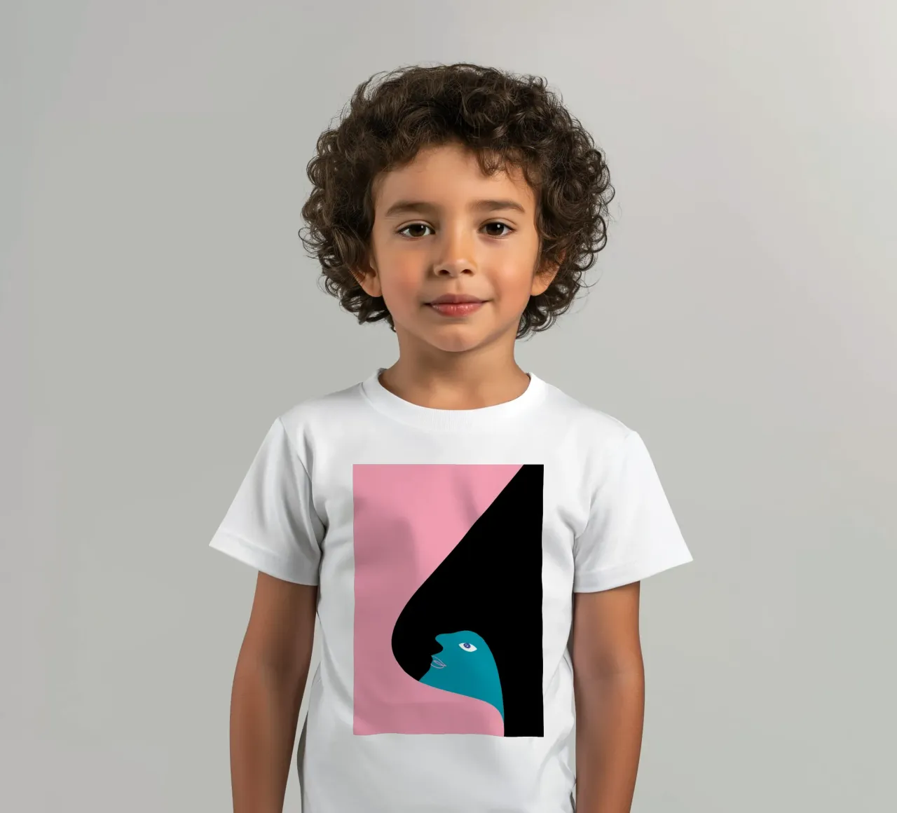 Portrait abstrait Color Block Pink Teal Art t-shirt enfant de NorwesClub