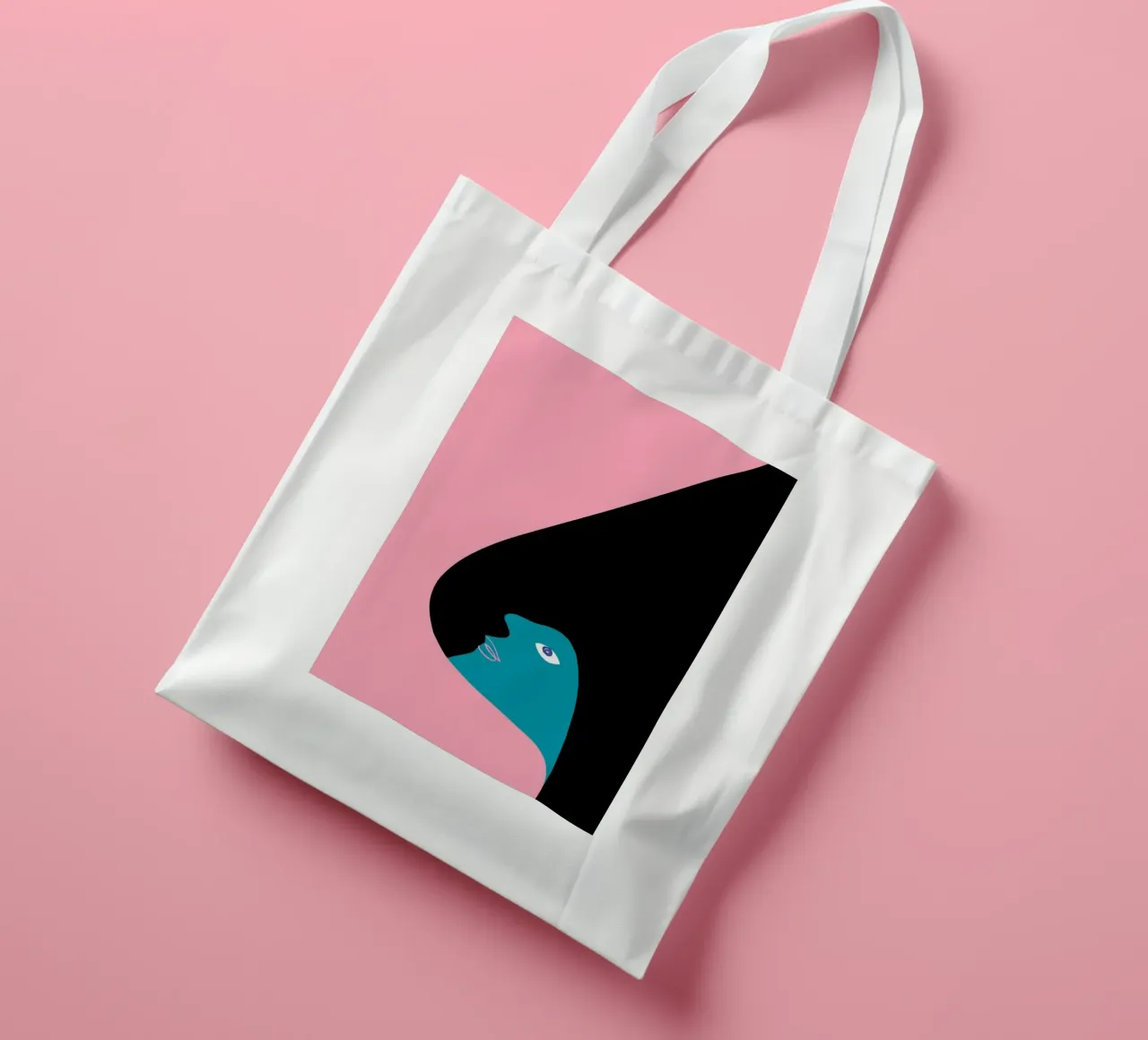 Abstraktes Porträt Farbe Block Rosa Teal Kunst Jutebeutel von NorwesClub