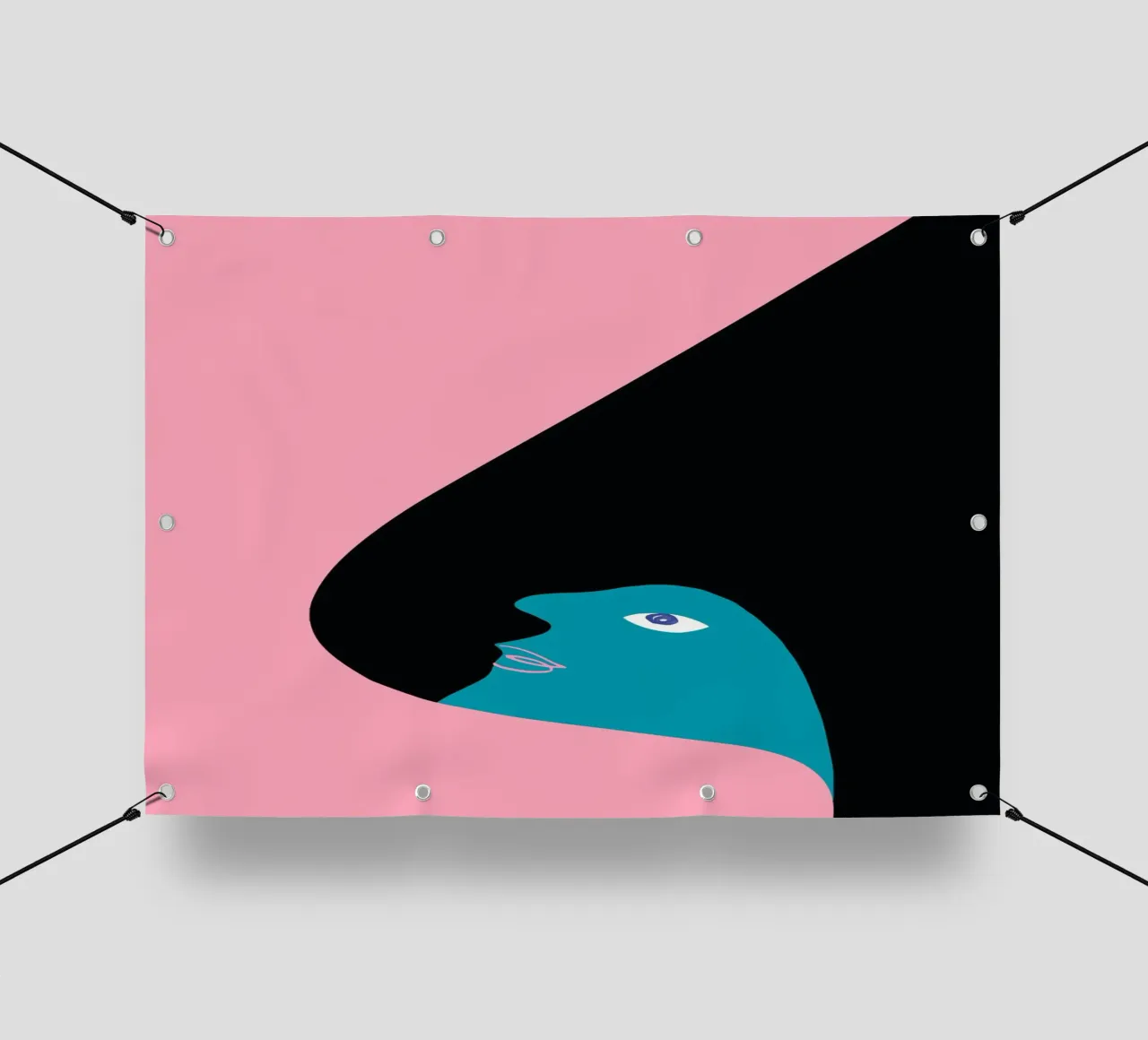 Abstraktes Porträt Farbe Block Rosa Teal Kunst PVC Plane von NorwesClub