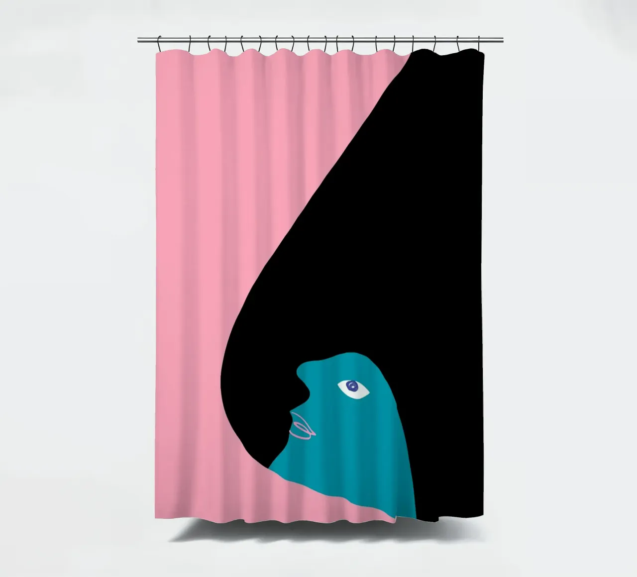 Abstraktes Porträt Farbe Block Rosa Teal Kunst Duschvorhang von NorwesClub