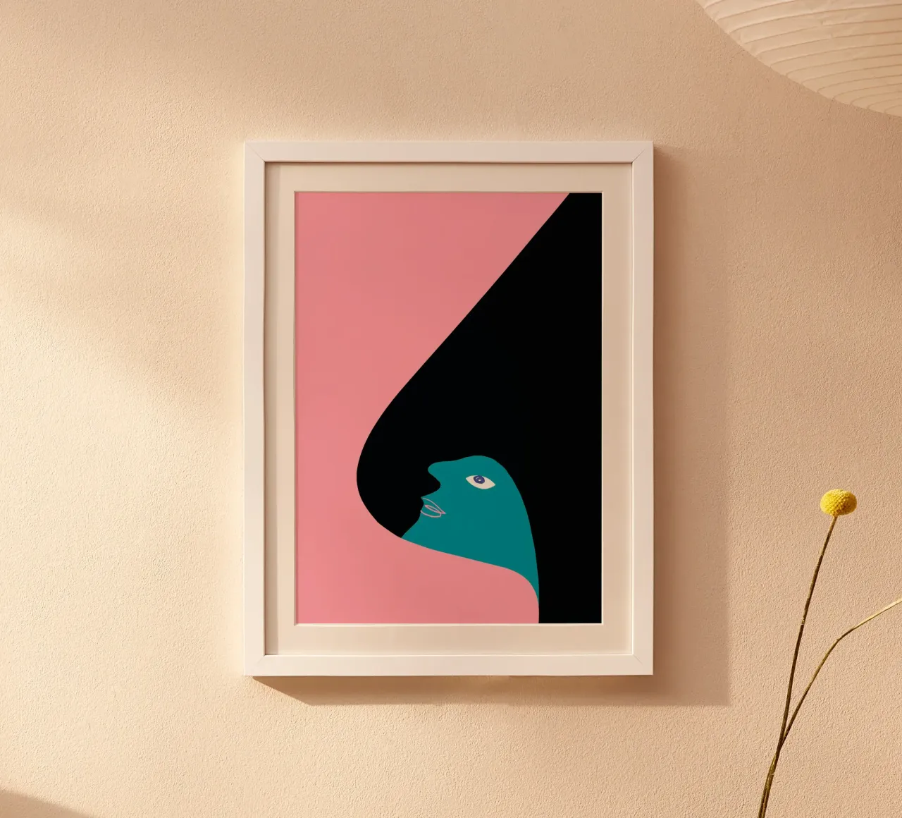 Abstraktes Porträt Farbe Block Rosa Teal Kunst Hahnemühle von NorwesClub