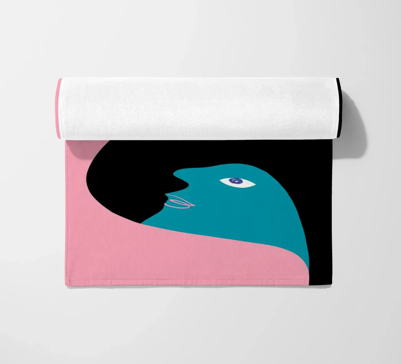Abstract Portrait Color Block Pink Teal Art beach towel by NorwesClub