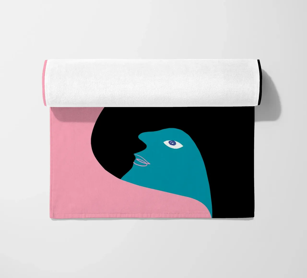 Abstract Portrait Color Block Pink Teal Art beach towel by NorwesClub