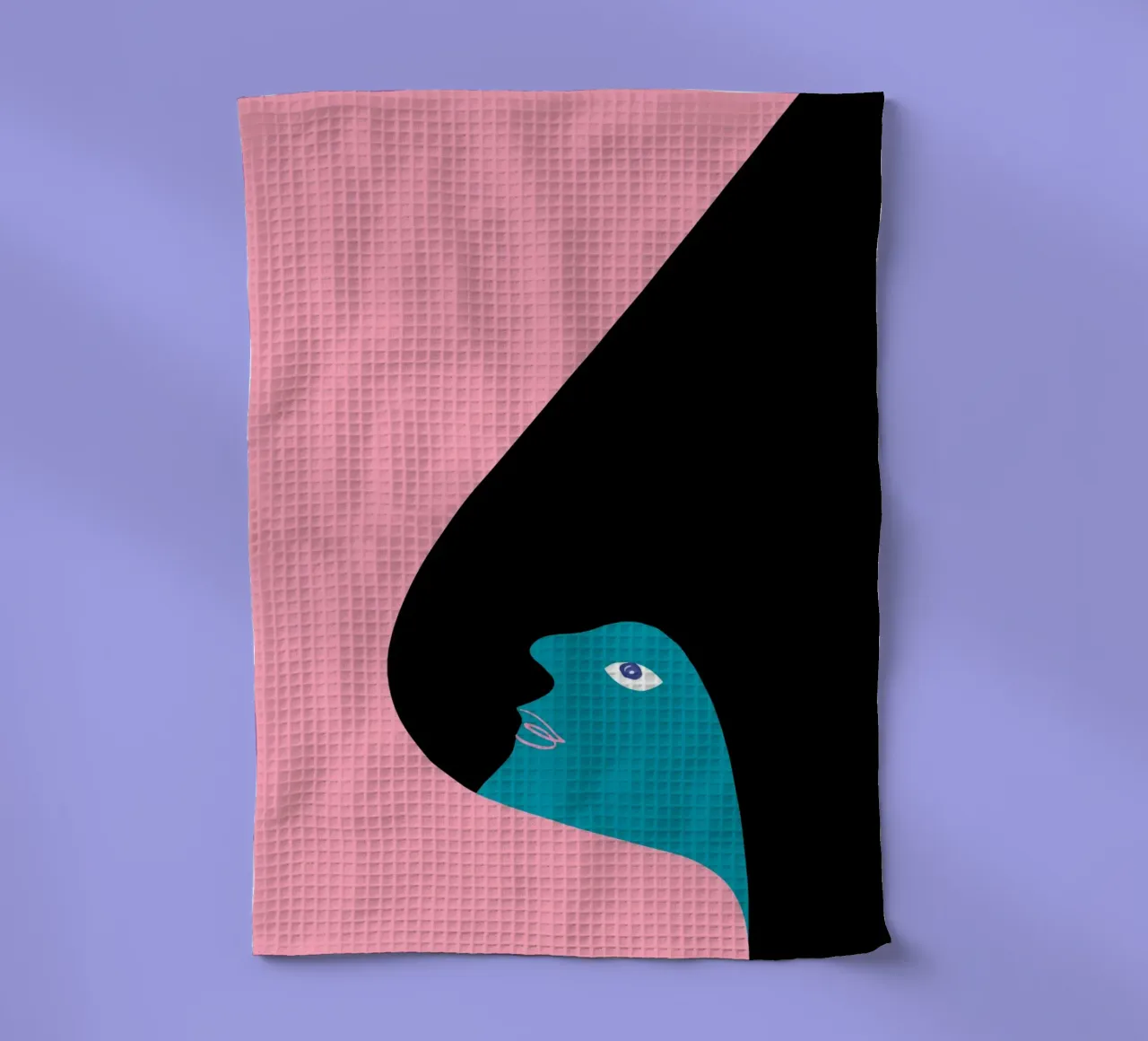 Abstraktes Porträt Farbe Block Rosa Teal Kunst Geschirrtuch von NorwesClub