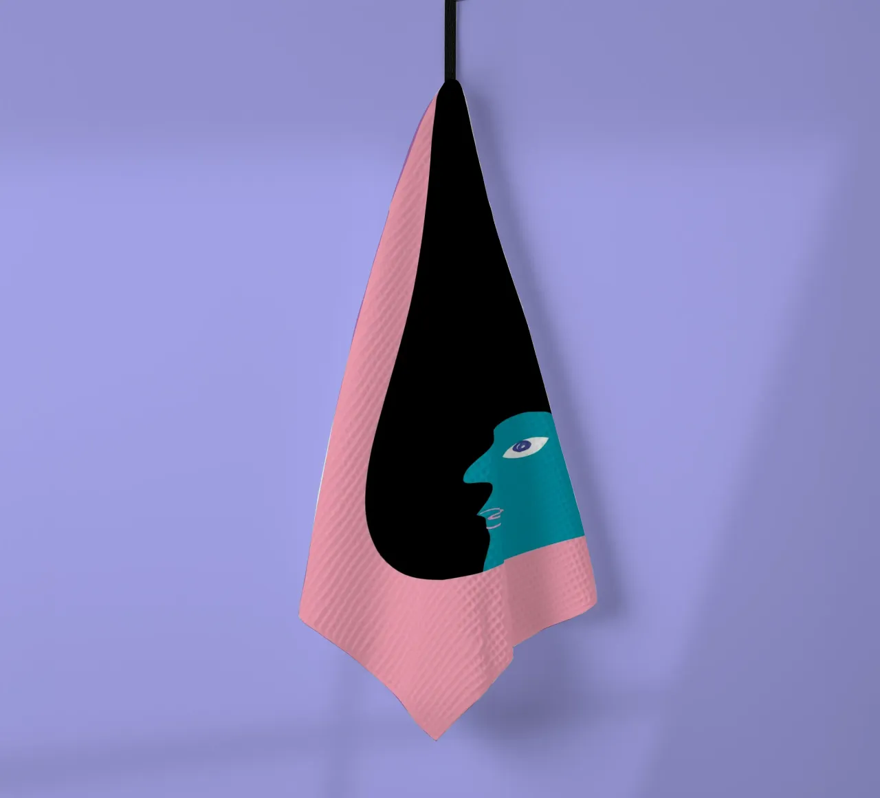Abstraktes Porträt Farbe Block Rosa Teal Kunst Geschirrtuch von NorwesClub