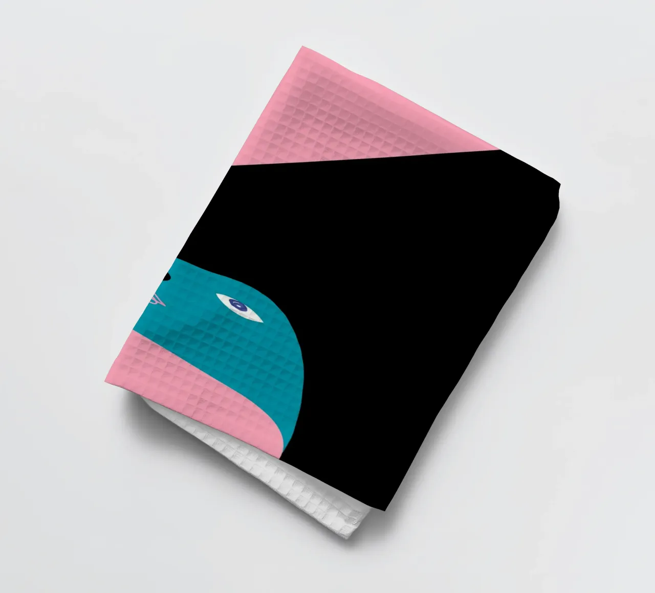 Abstraktes Porträt Farbe Block Rosa Teal Kunst Geschirrtuch von NorwesClub