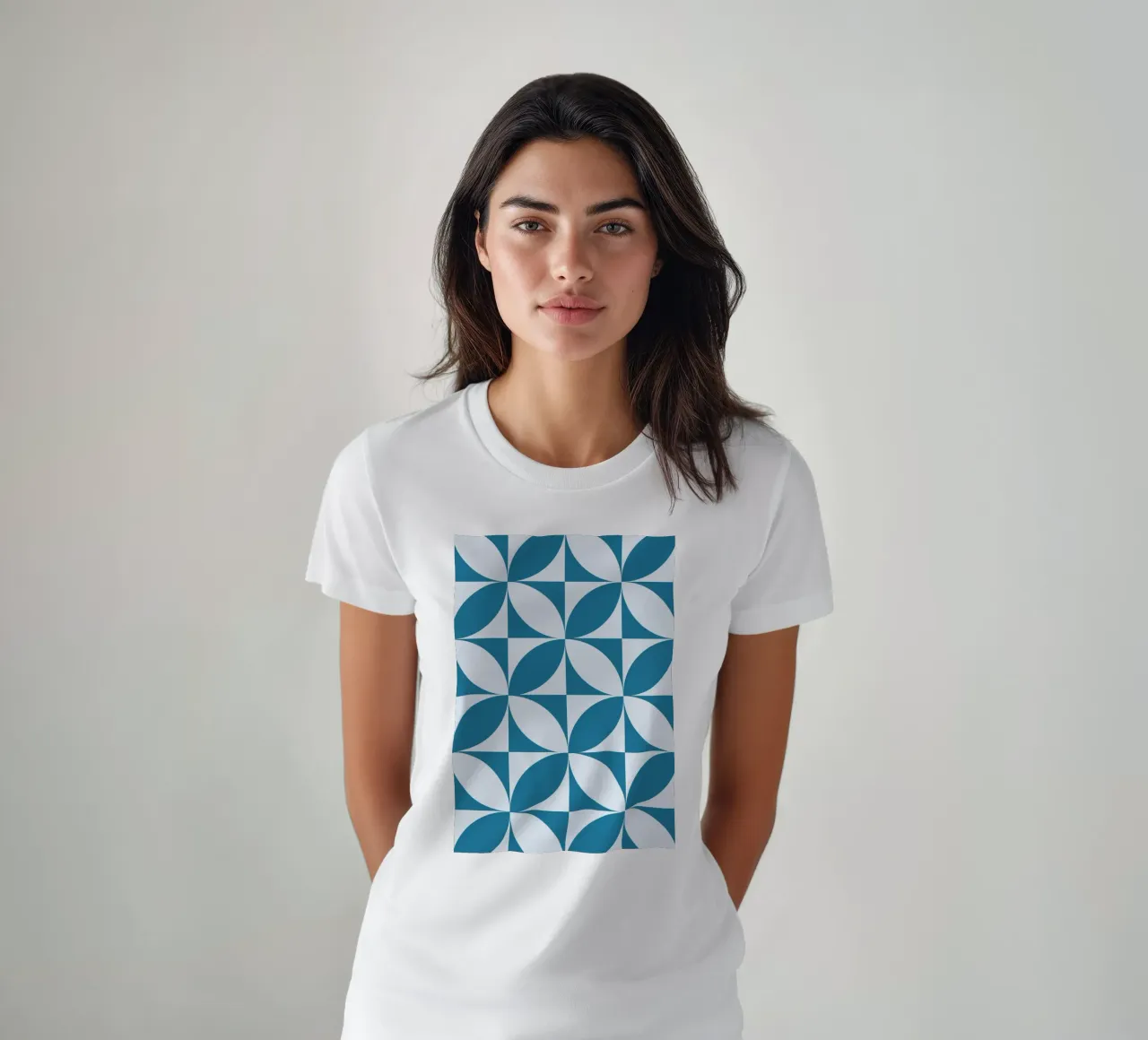 Geometric Pattern Abstract Shapes Teal Blue Print t-shirt by NorwesClub