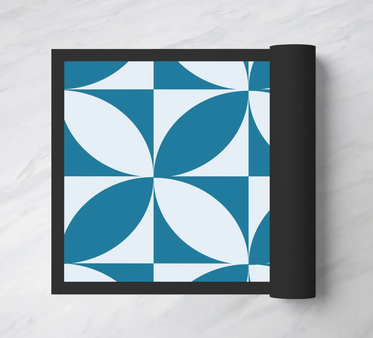 Geometric Pattern Abstract Shapes Teal Blue Print doormat by NorwesClub