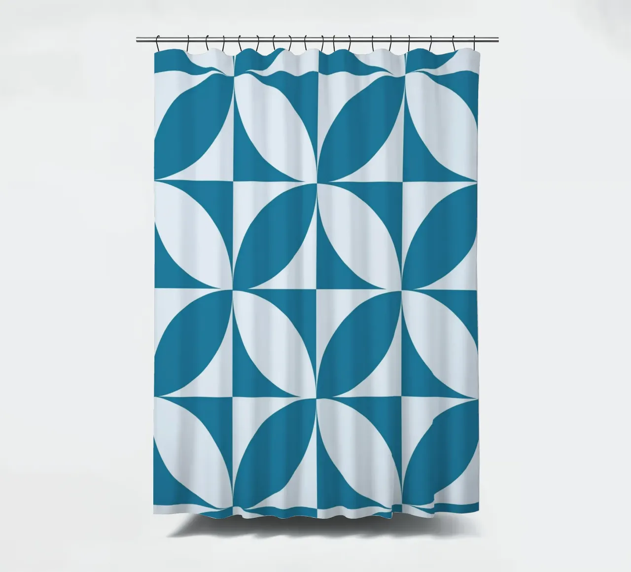 Geometric Pattern Abstract Shapes Teal Blue Print shower curtain by NorwesClub