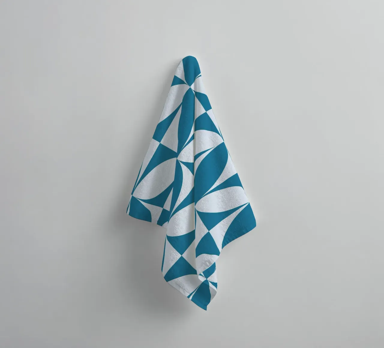 Geometric Pattern Abstract Shapes Teal Blue Print towel by NorwesClub