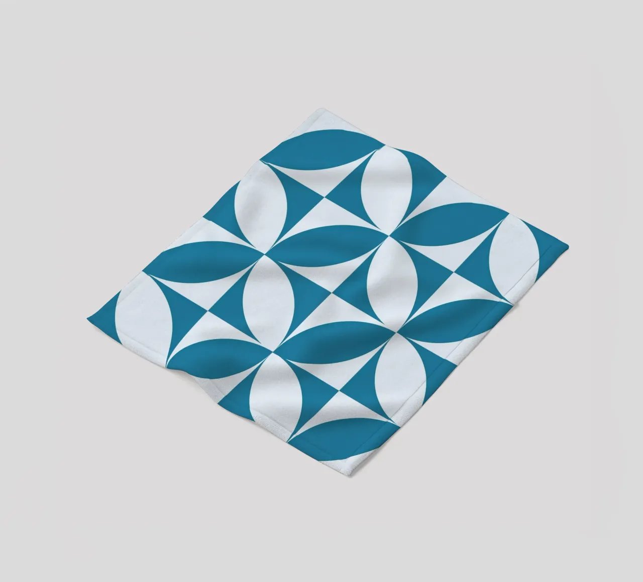 Geometric Pattern Abstract Shapes Teal Blue Print fleece blanket by NorwesClub