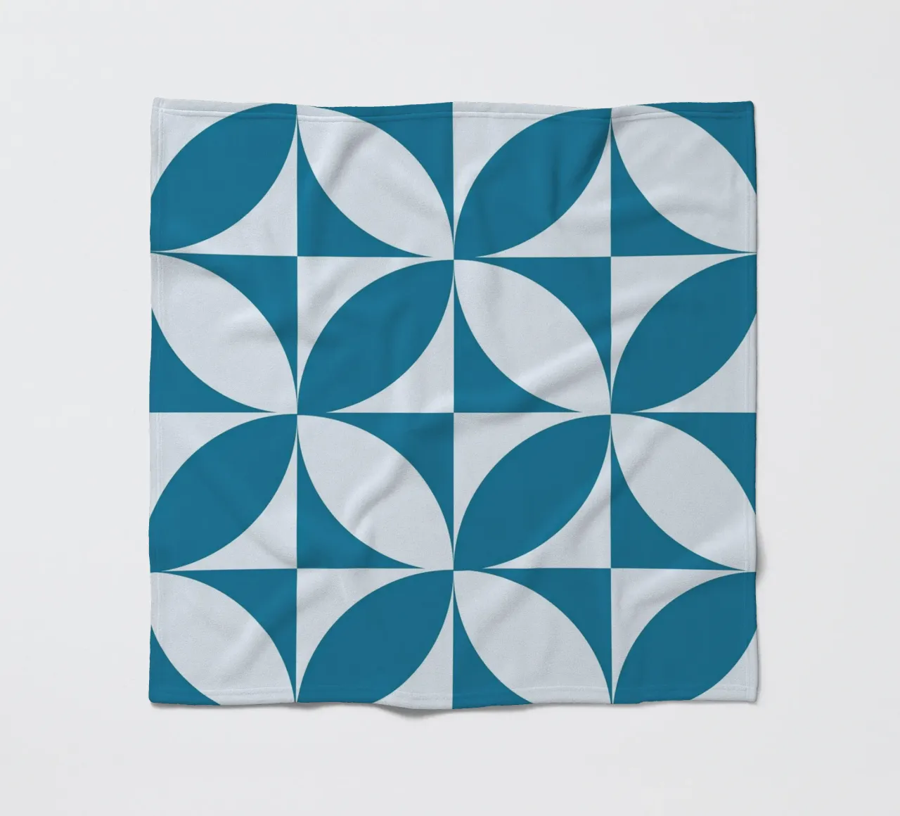 Geometric Pattern Abstract Shapes Teal Blue Print fleece blanket by NorwesClub