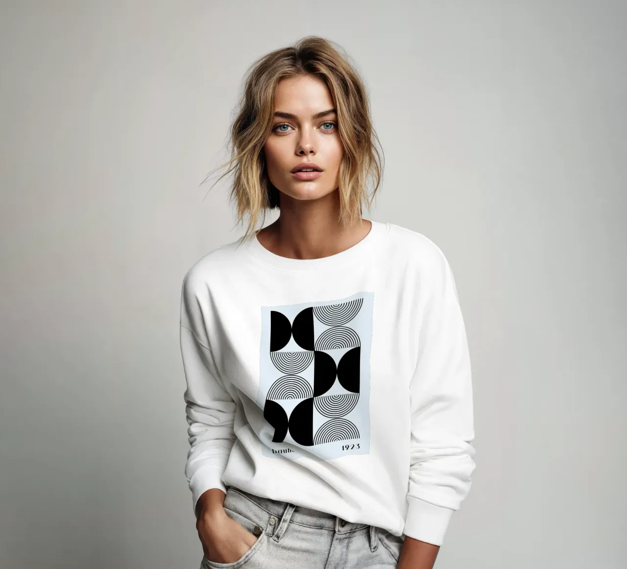 Bauhaus 1923 Geometric Pattern Black White Print sudadera de NorwesClub