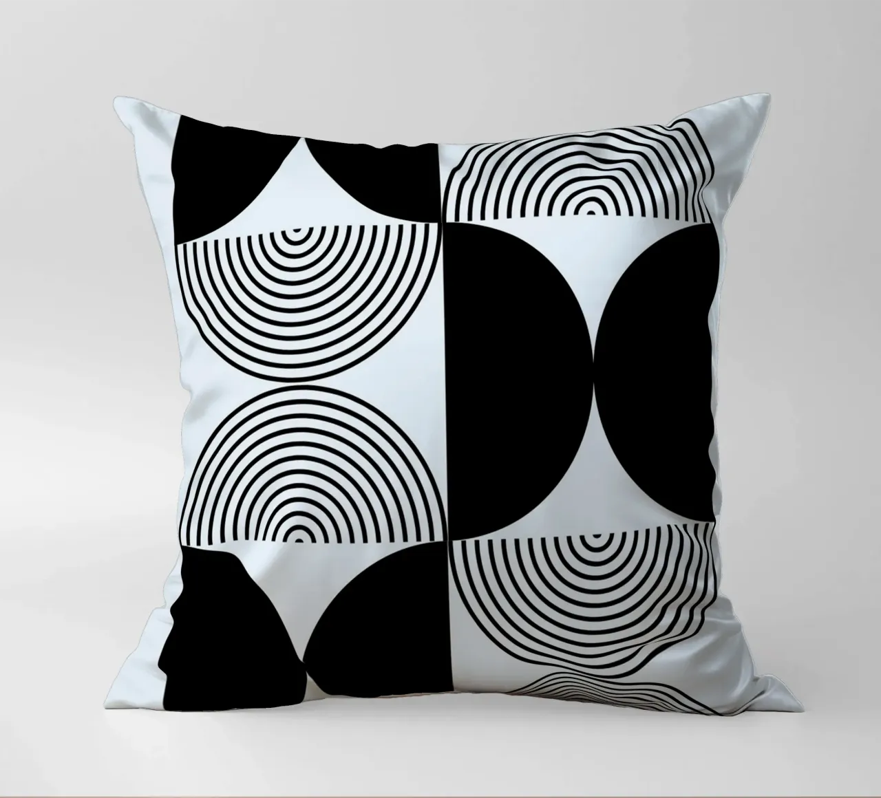 Bauhaus 1923 Geometric Pattern Black White Print decorative cushion by NorwesClub