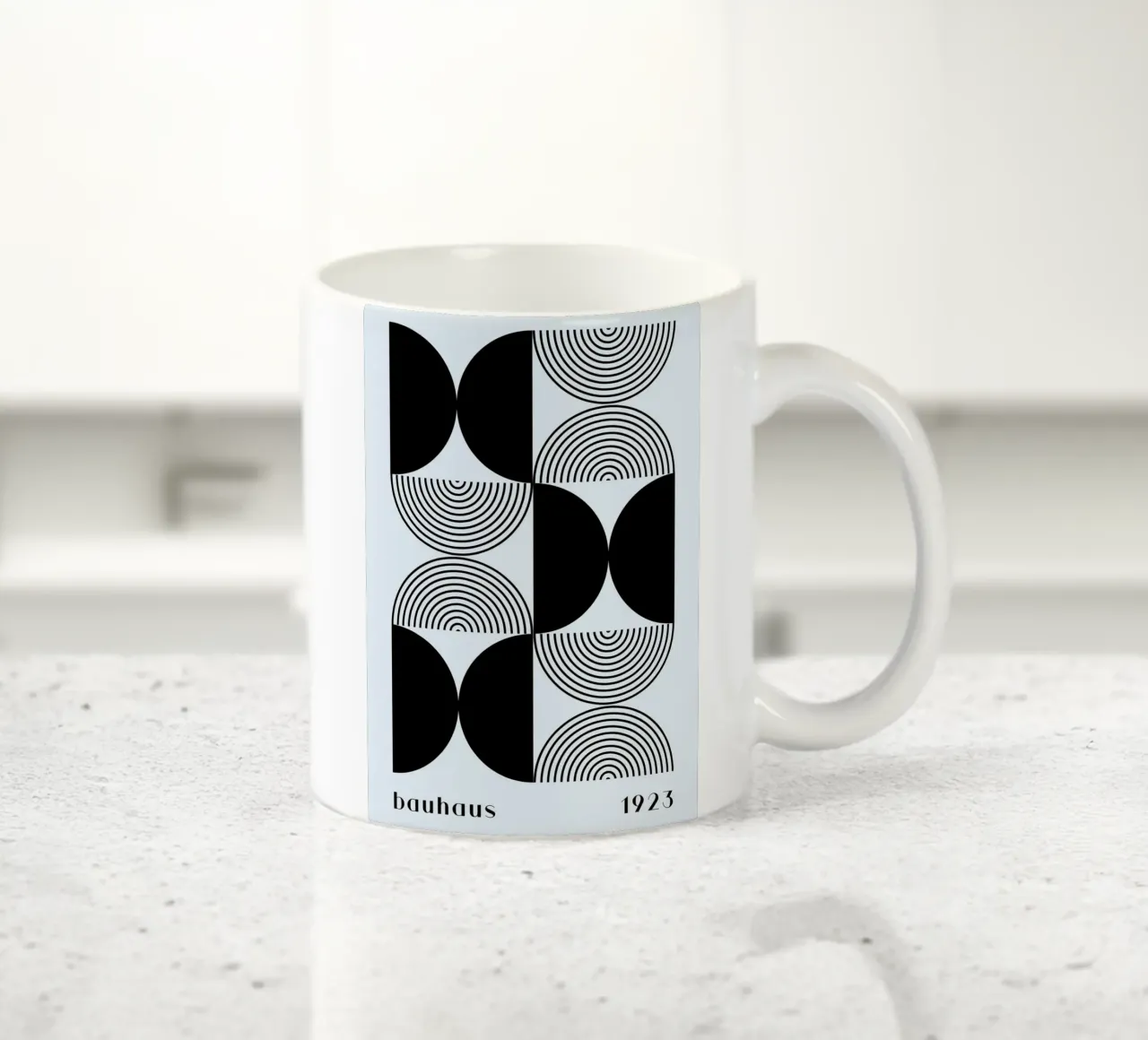 Bauhaus 1923 Geometric Pattern Black White Print ceramic mug by NorwesClub