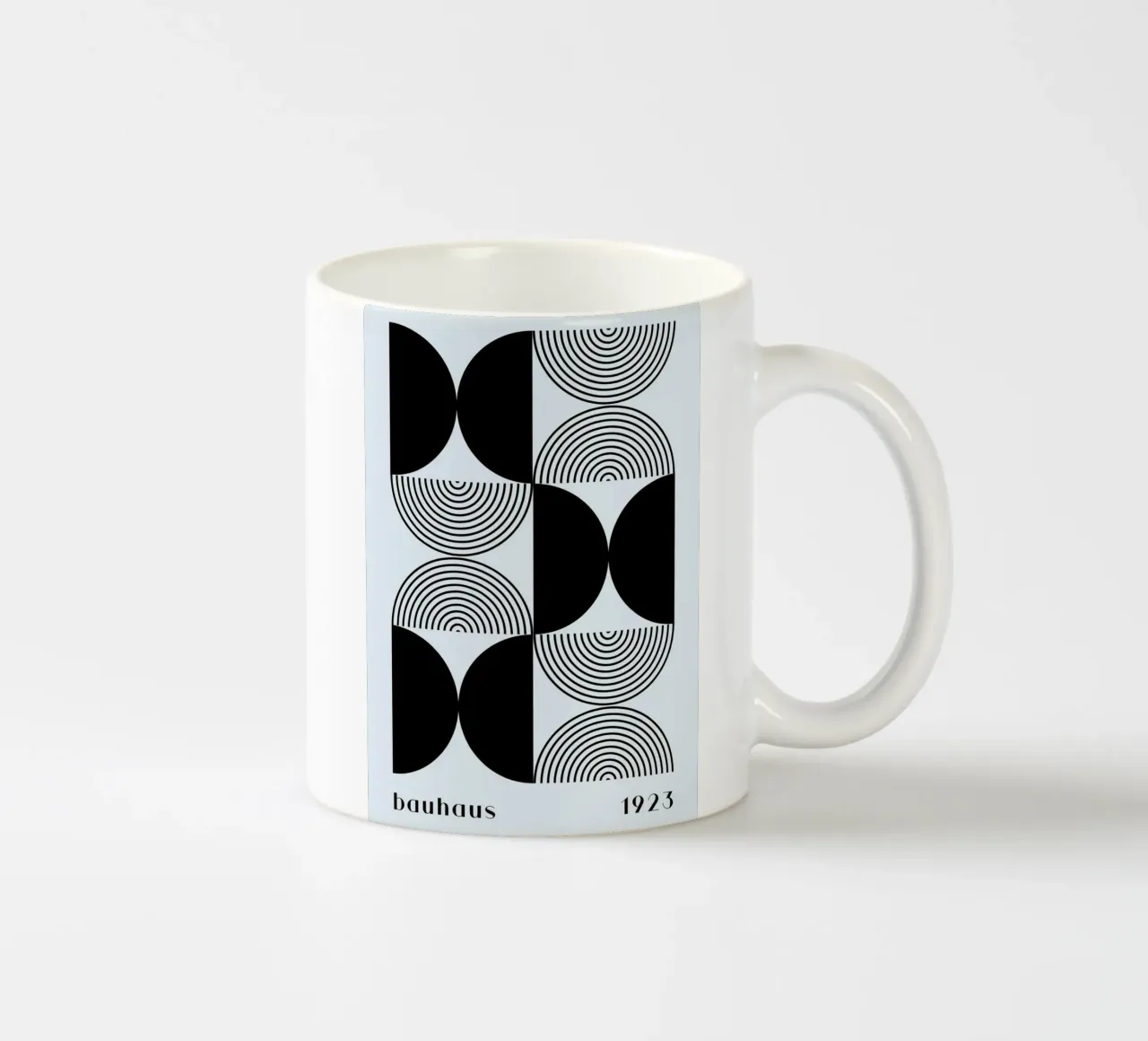 Bauhaus 1923 Geometric Pattern Black White Print ceramic mug by NorwesClub