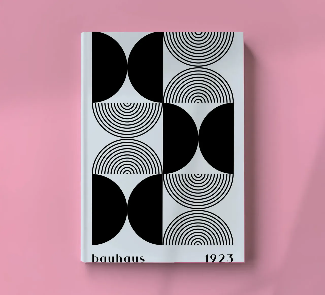 Bauhaus 1923 Geometric Pattern Black White Print notebook by NorwesClub