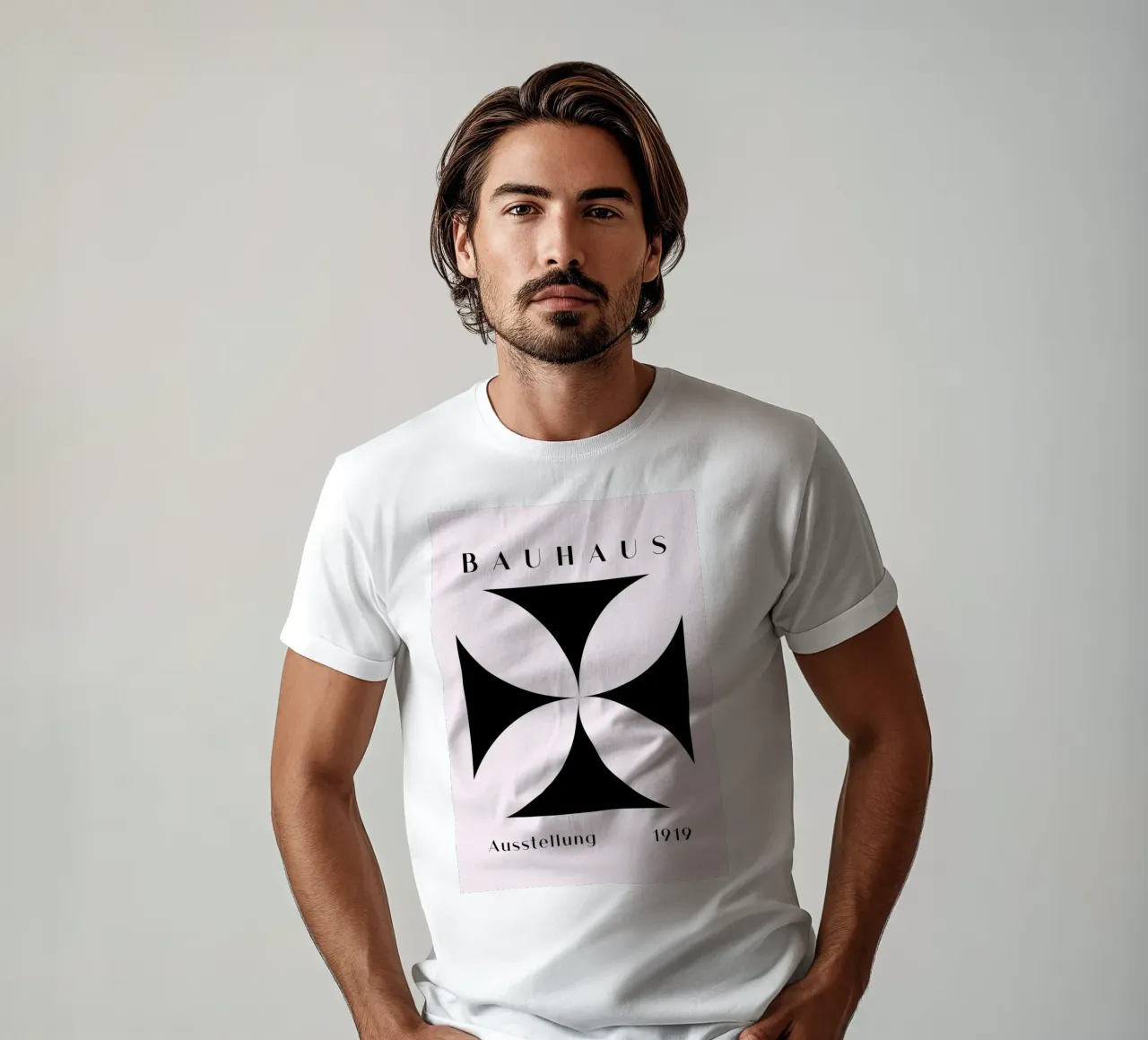 Bauhaus 1919 Mostra Forma geometrica nera t-shirt da NorwesClub