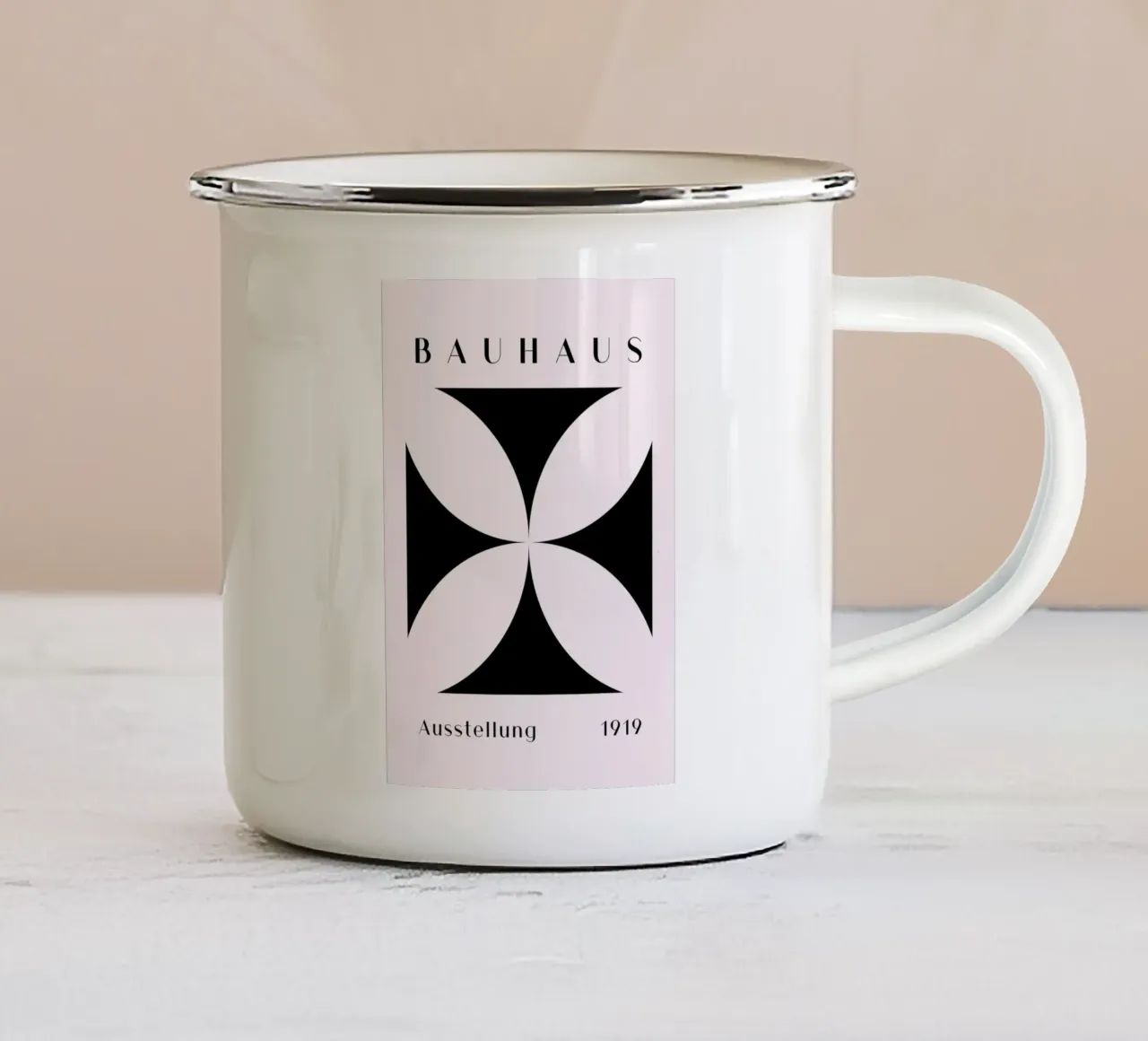 Bauhaus 1919 Mostra Forma geometrica nera tazza in smalto da NorwesClub