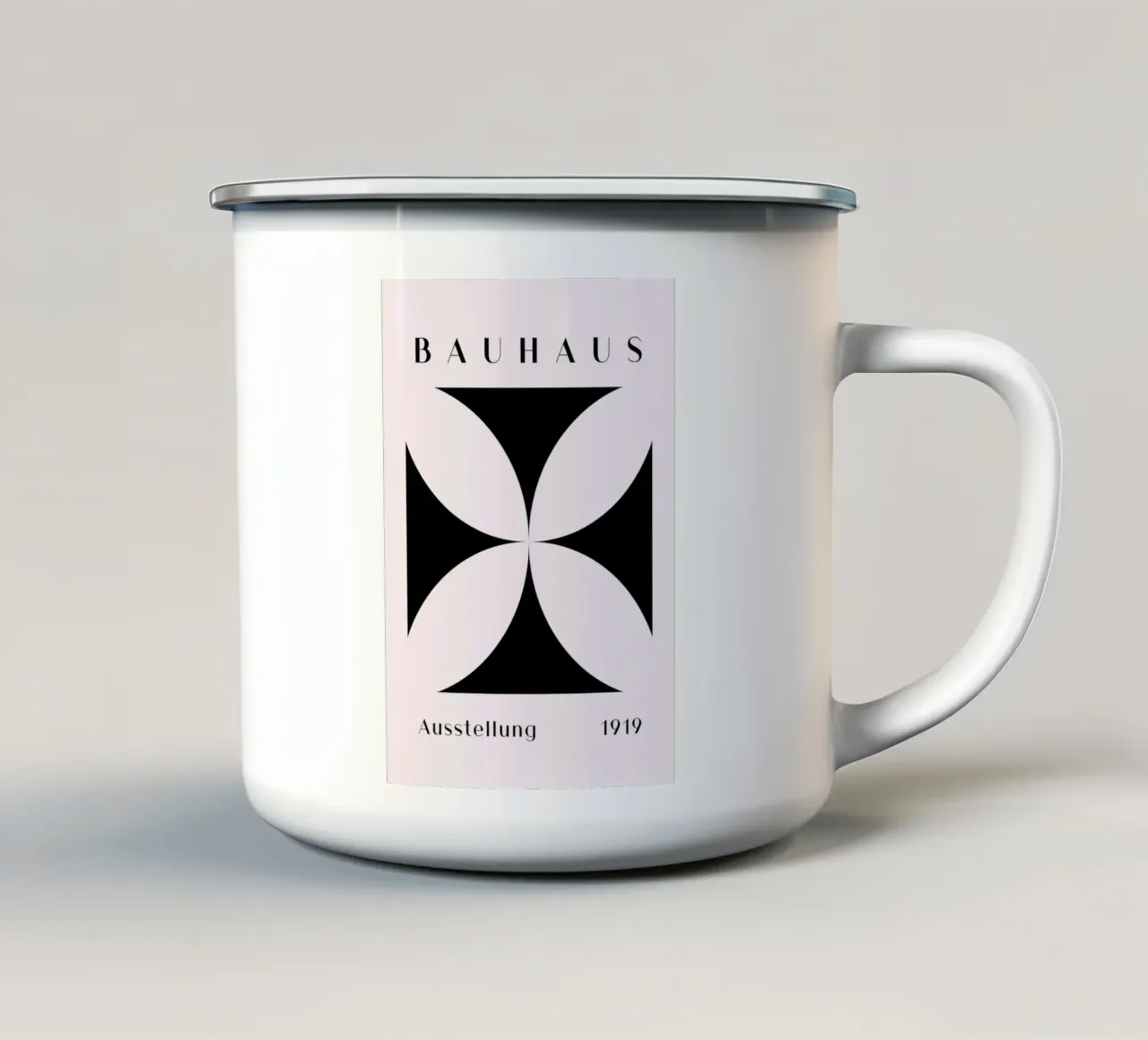 Bauhaus 1919 Mostra Forma geometrica nera tazza in smalto da NorwesClub