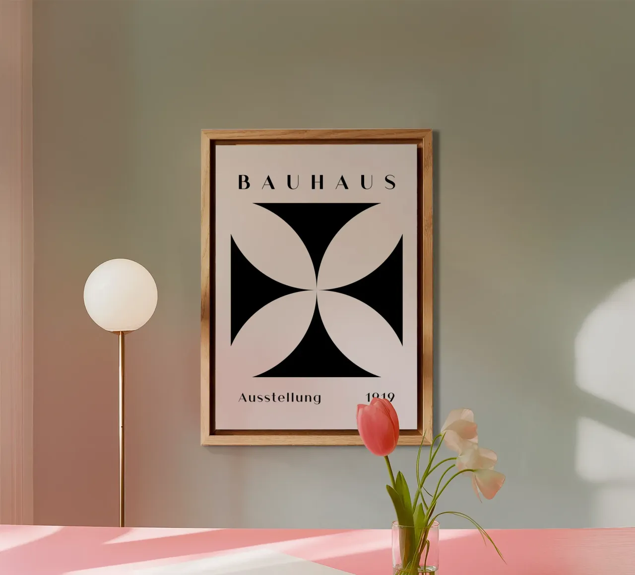 Bauhaus 1919 Mostra Forma geometrica nera alluminio dibond da NorwesClub