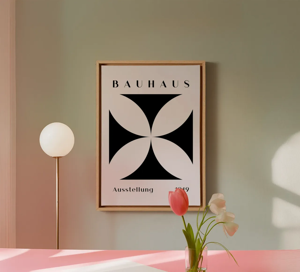 Bauhaus 1919 Mostra Forma geometrica nera tela con Cornice a cassetta da NorwesClub