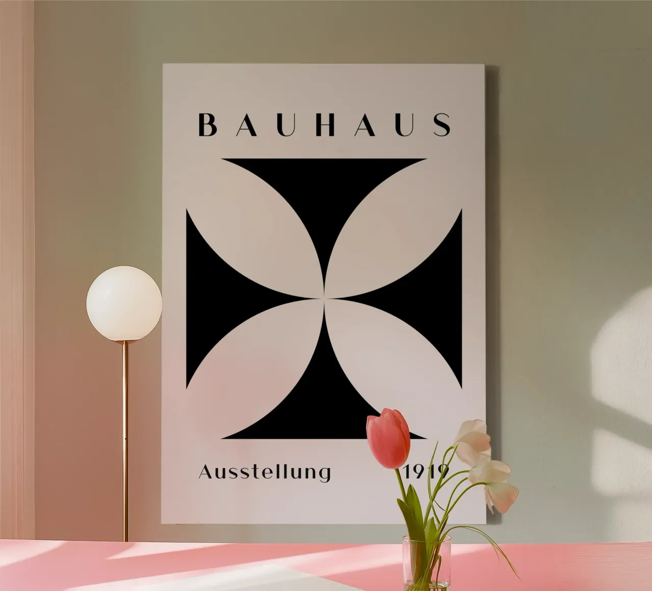 Bauhaus 1919 Mostra Forma geometrica nera tela con Cornice a cassetta da NorwesClub