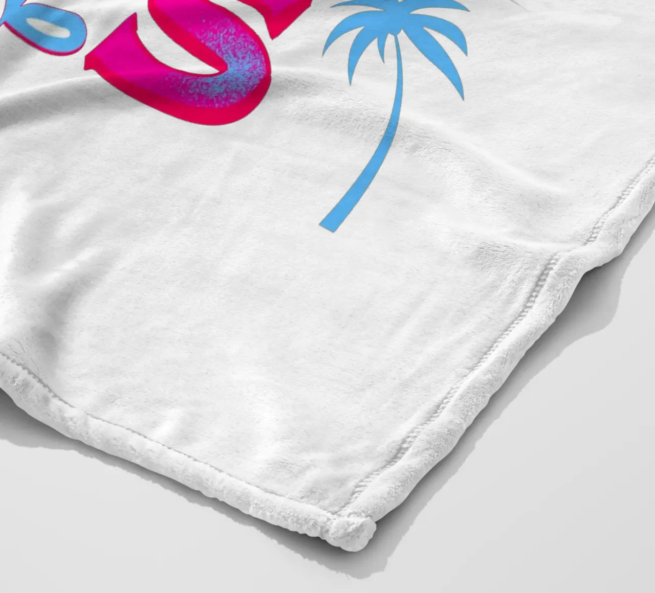 Scritta Summer vibes con palme in rosa blu coperta in pile da ArtDesign by KBK