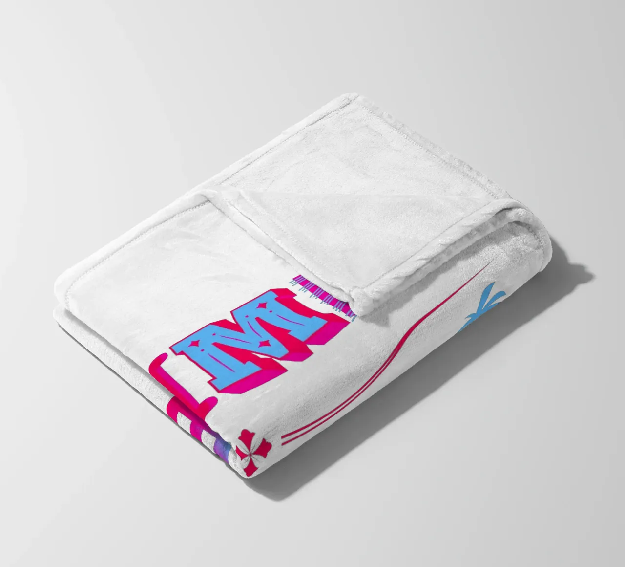 Scritta Summer vibes con palme in rosa blu coperta in pile da ArtDesign by KBK