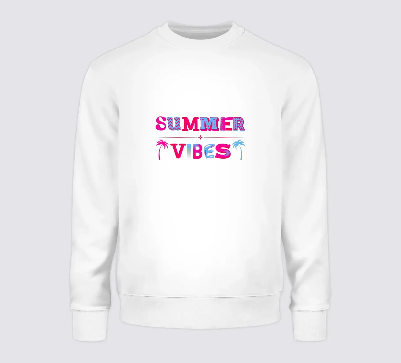 Summer Vibes Schriftzug mit Palmen in pink blau Sweatshirt von ArtDesign by KBK