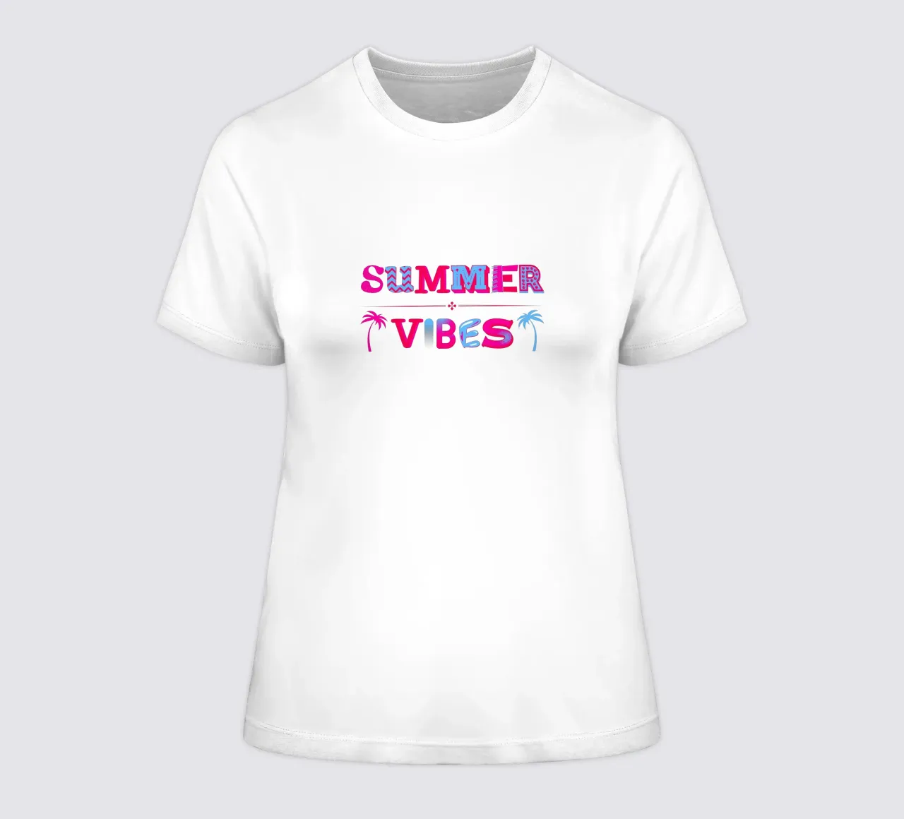 Summer Vibes Schriftzug mit Palmen in pink blau Frauen T-Shirt von ArtDesign by KBK