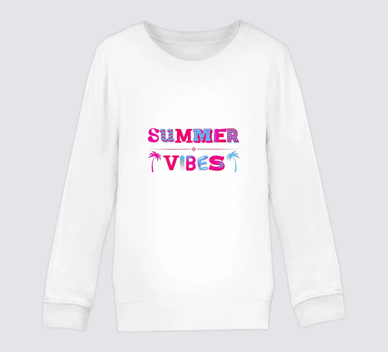 Scritta Summer vibes con palme in rosa blu felpa bambino da ArtDesign by KBK