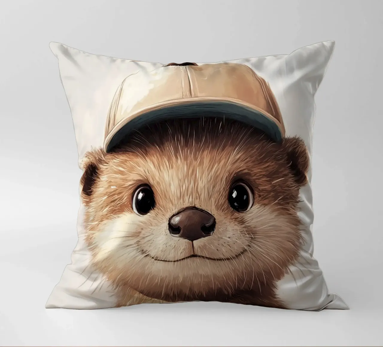 Hero #43: Otter with propeller beanie decorative cushion by farbenhelden