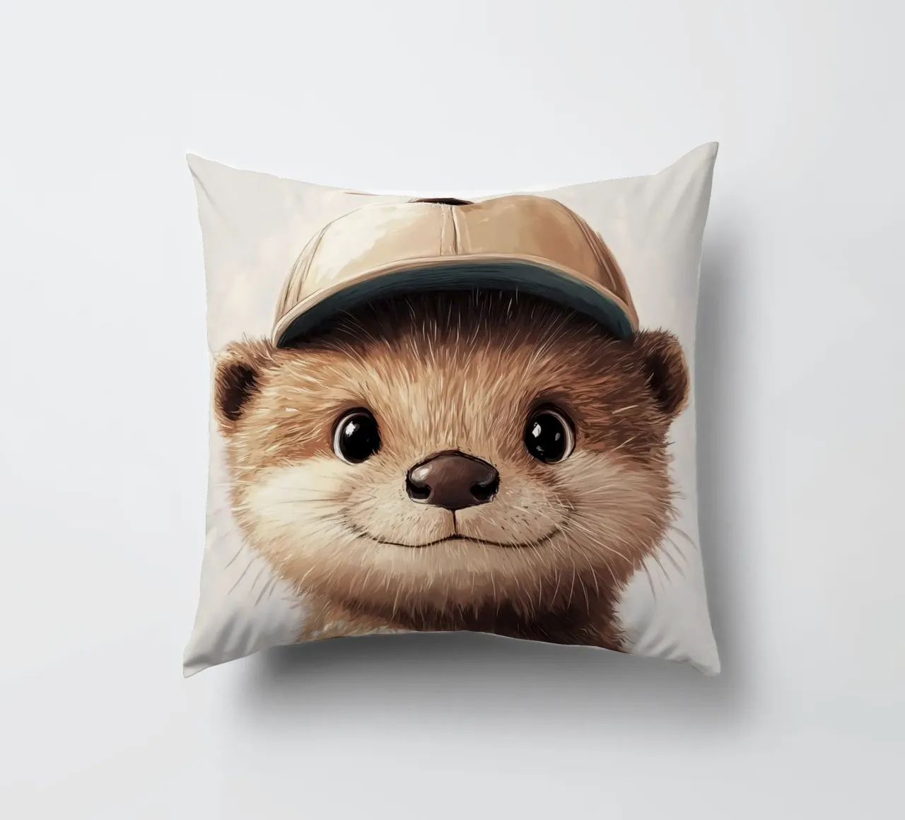 Hero #43: Otter with propeller beanie decorative cushion by farbenhelden