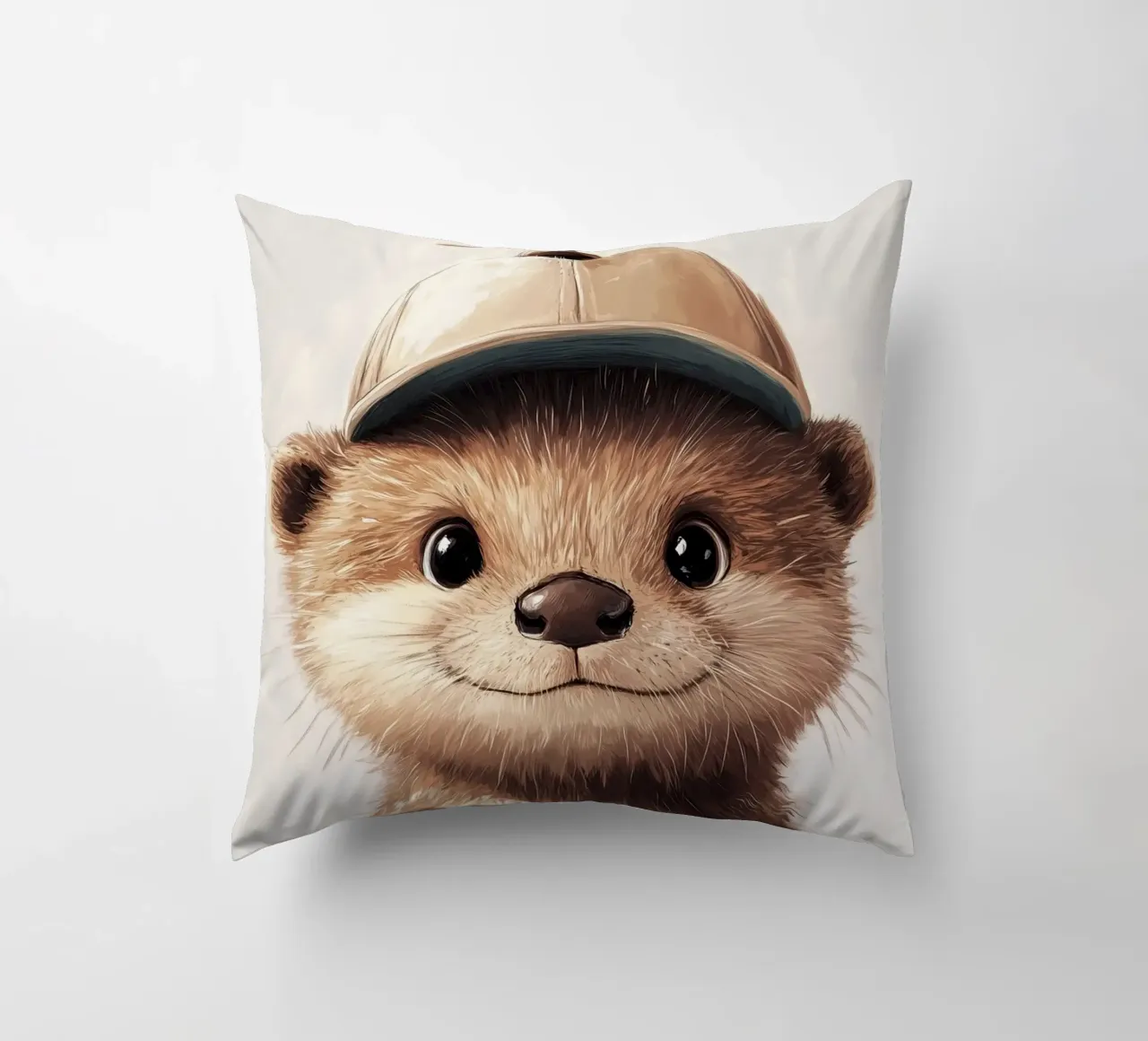 Hero #43: Otter with propeller beanie decorative cushion by farbenhelden