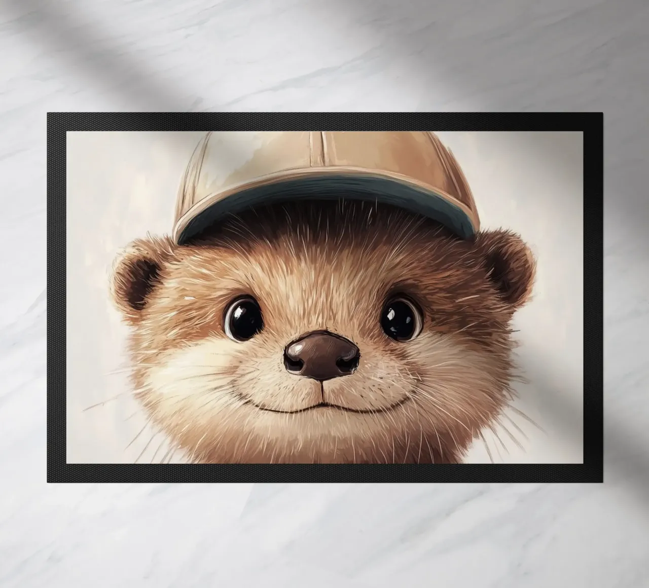 Hero #43: Otter with propeller beanie doormat by farbenhelden