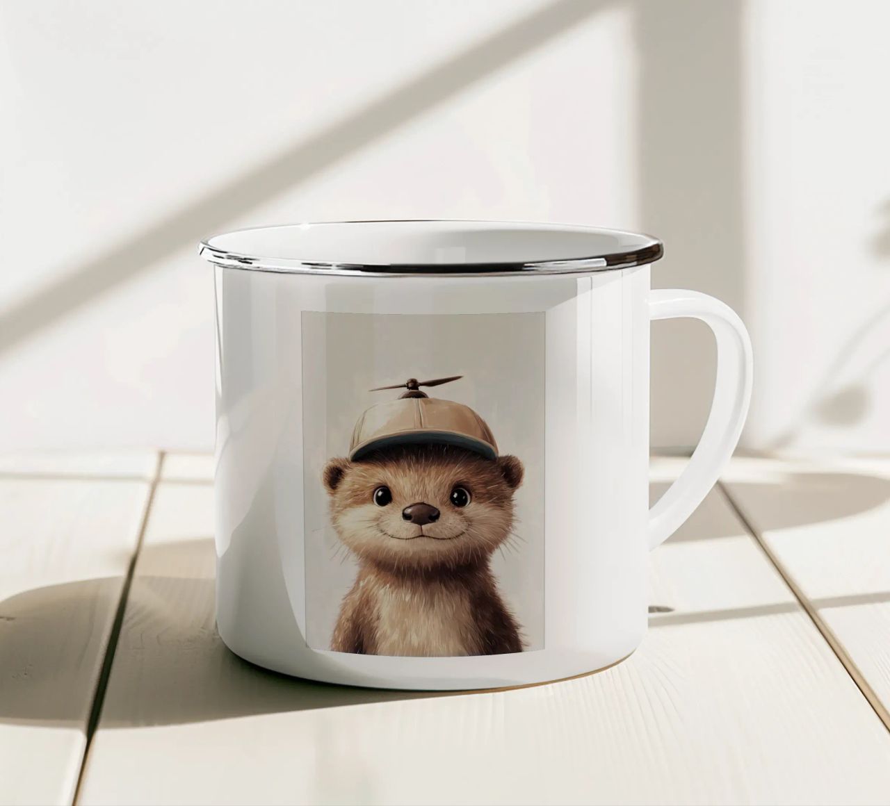 Eroe #43: Lontra con berretto a elica tazza in smalto da farbenhelden
