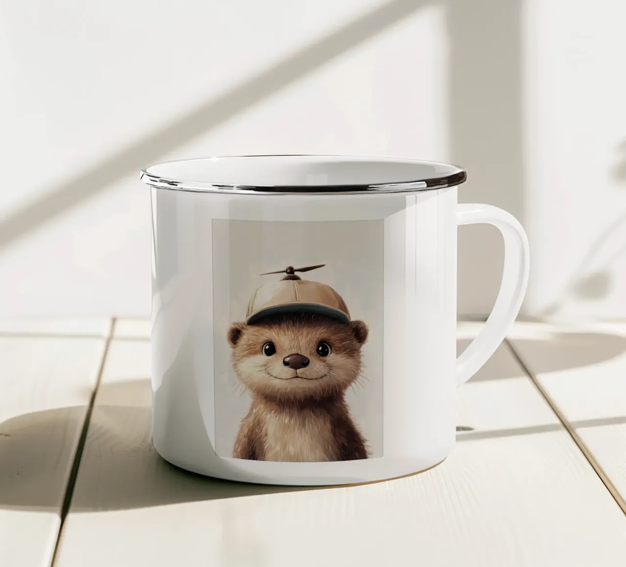 HeldIn #43: Otter mit Propellermütze Emaille Tasse von farbenhelden