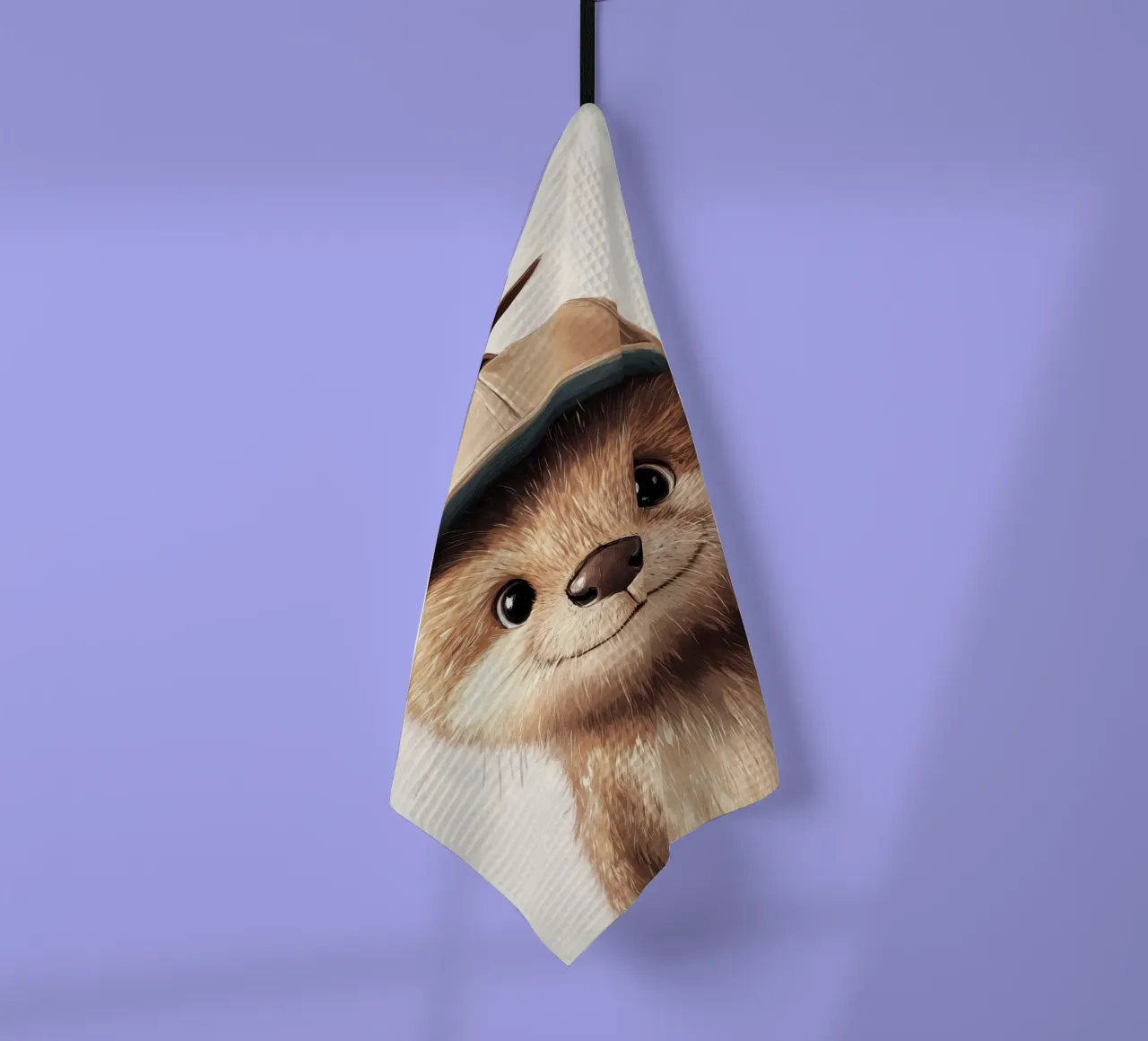 Hero #43: Otter with propeller beanie tea towel by farbenhelden