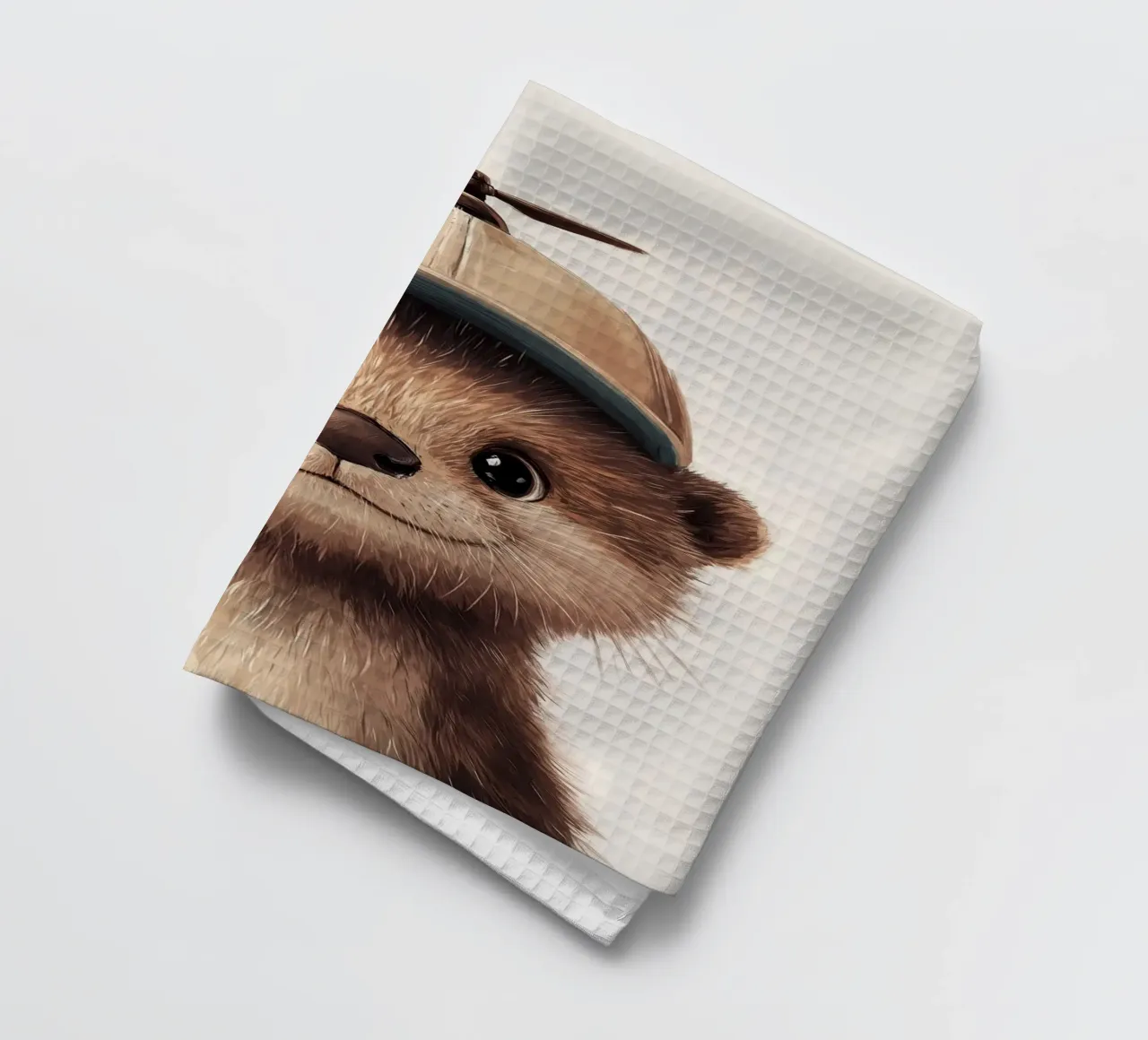 Hero #43: Otter with propeller beanie tea towel by farbenhelden