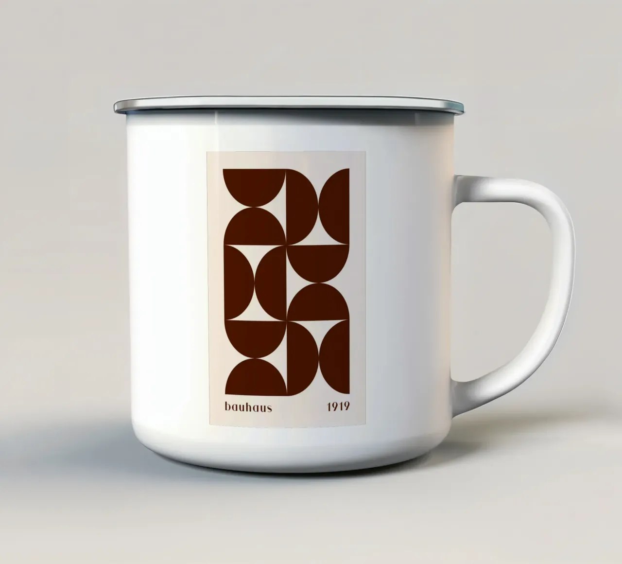 Bauhaus 1919 Modello geometrico Marrone Stampa tazza in smalto da NorwesClub