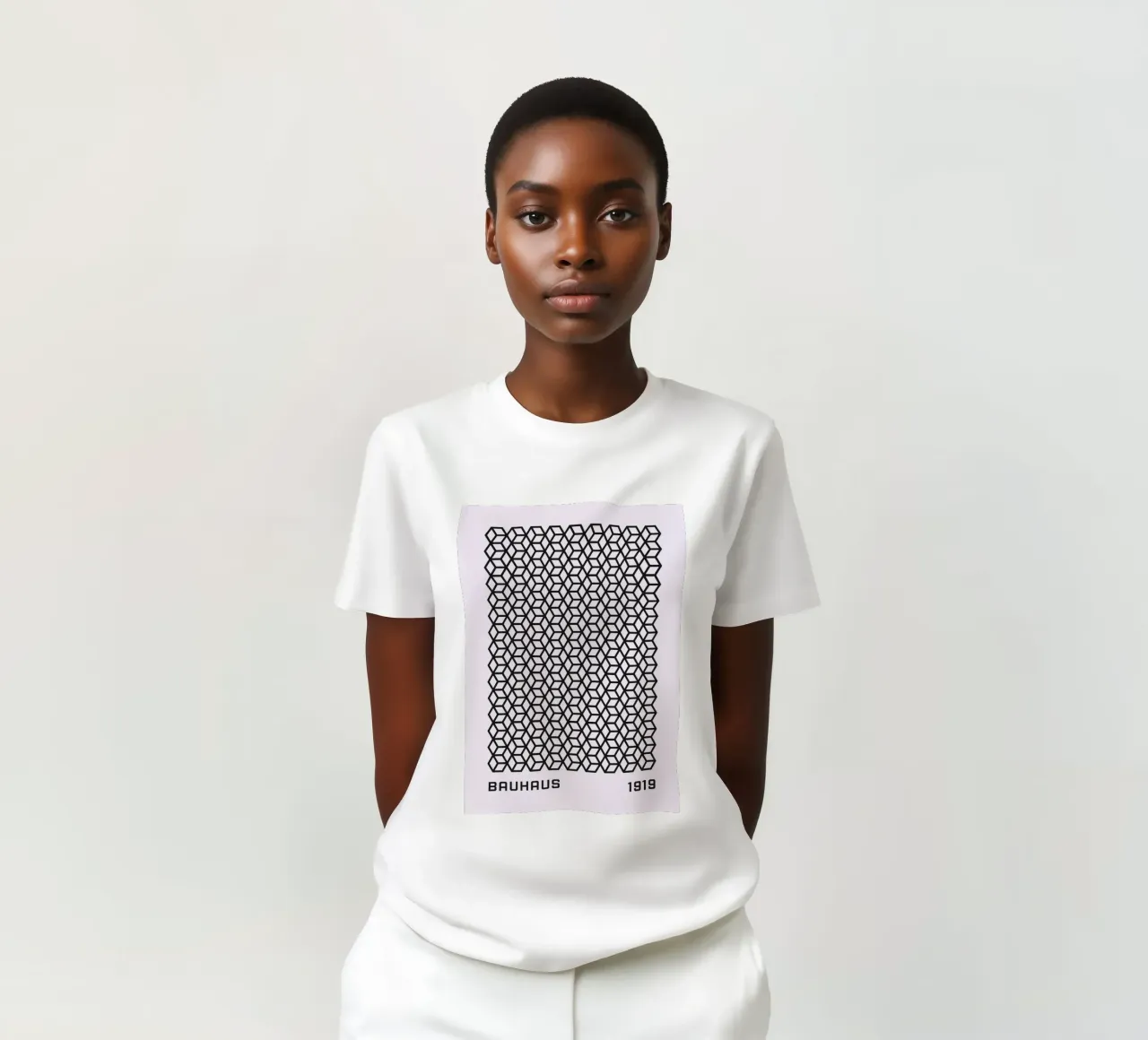 Bauhaus 1919 Geometric 3D Cube Pattern Print camiseta de NorwesClub