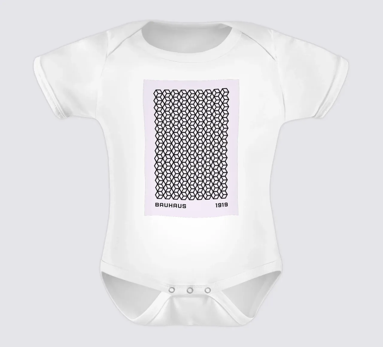 Bauhaus 1919 Geometric 3D Cube Pattern Print body de bebé de NorwesClub