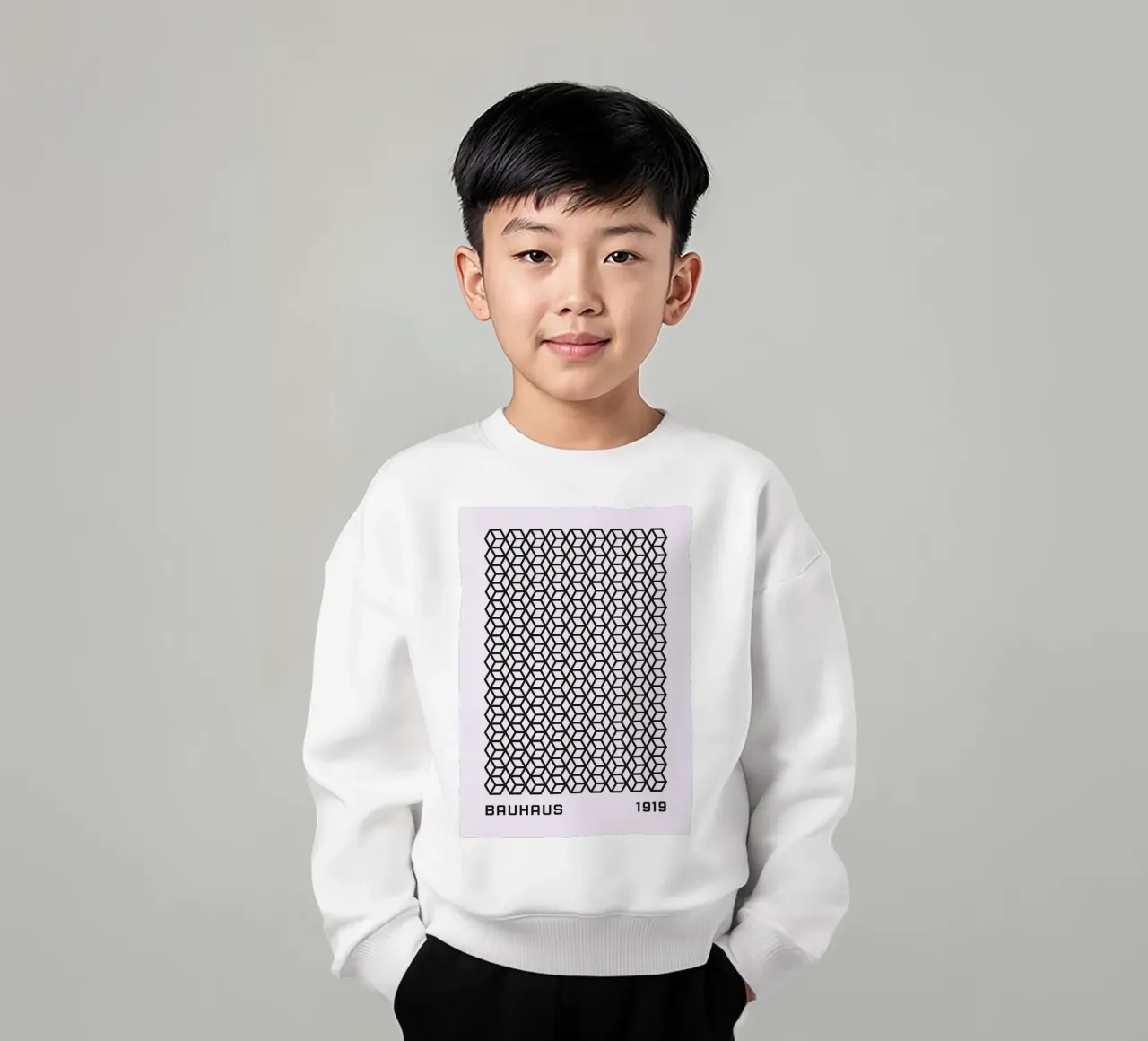 Bauhaus 1919 Geometric 3D Cube Pattern Print sudadera para niño de NorwesClub