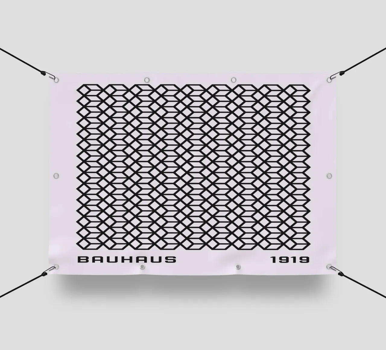 Bauhaus 1919 Geometric 3D Cube Pattern Print lonas publicitarias de NorwesClub