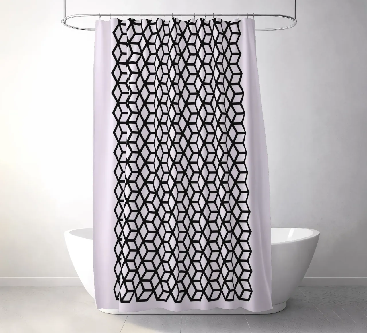 Bauhaus 1919 Geometric 3D Cube Pattern Print cortina de baño de NorwesClub
