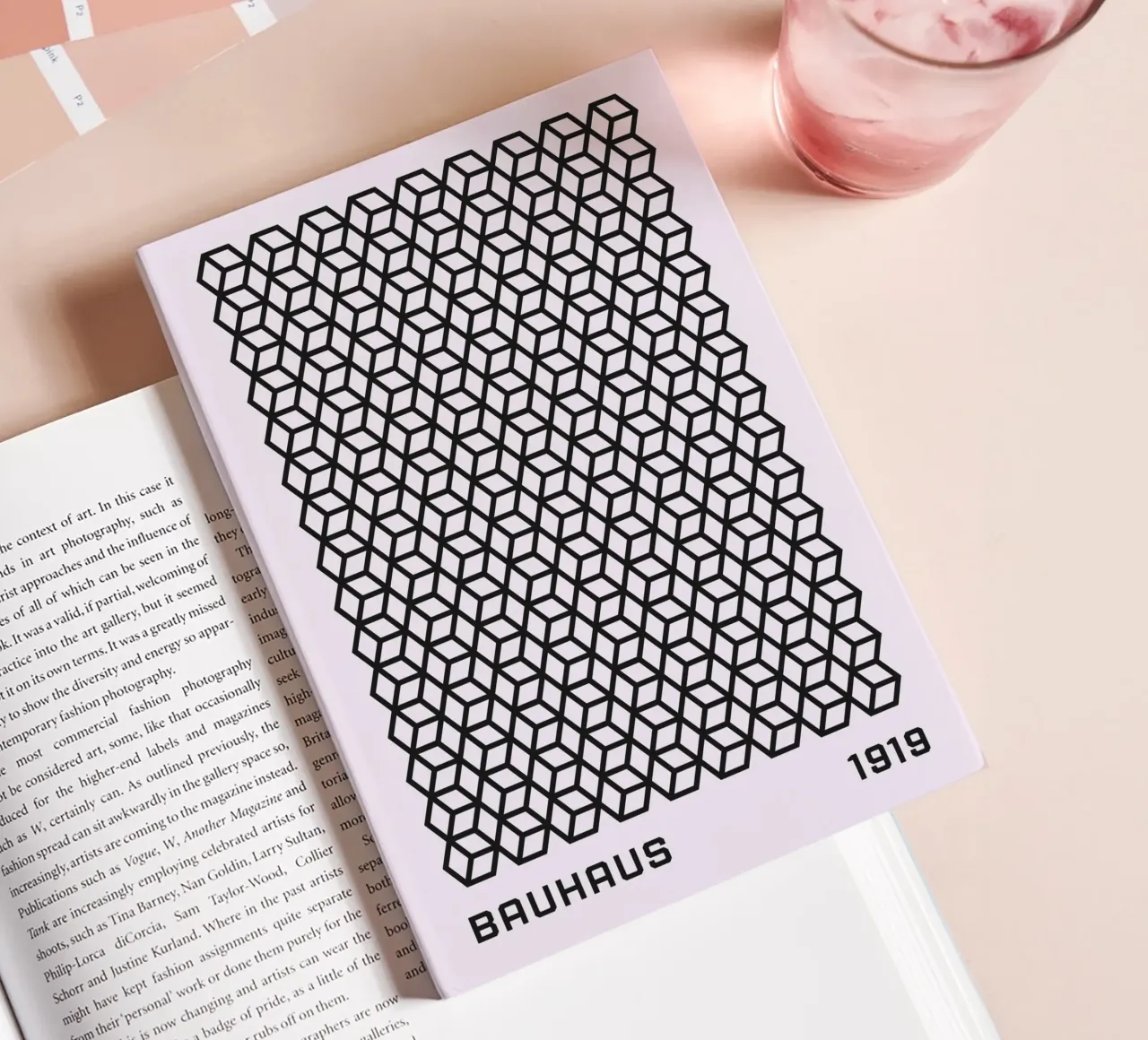 Bauhaus 1919 Geometric 3D Cube Pattern Print notebook by NorwesClub