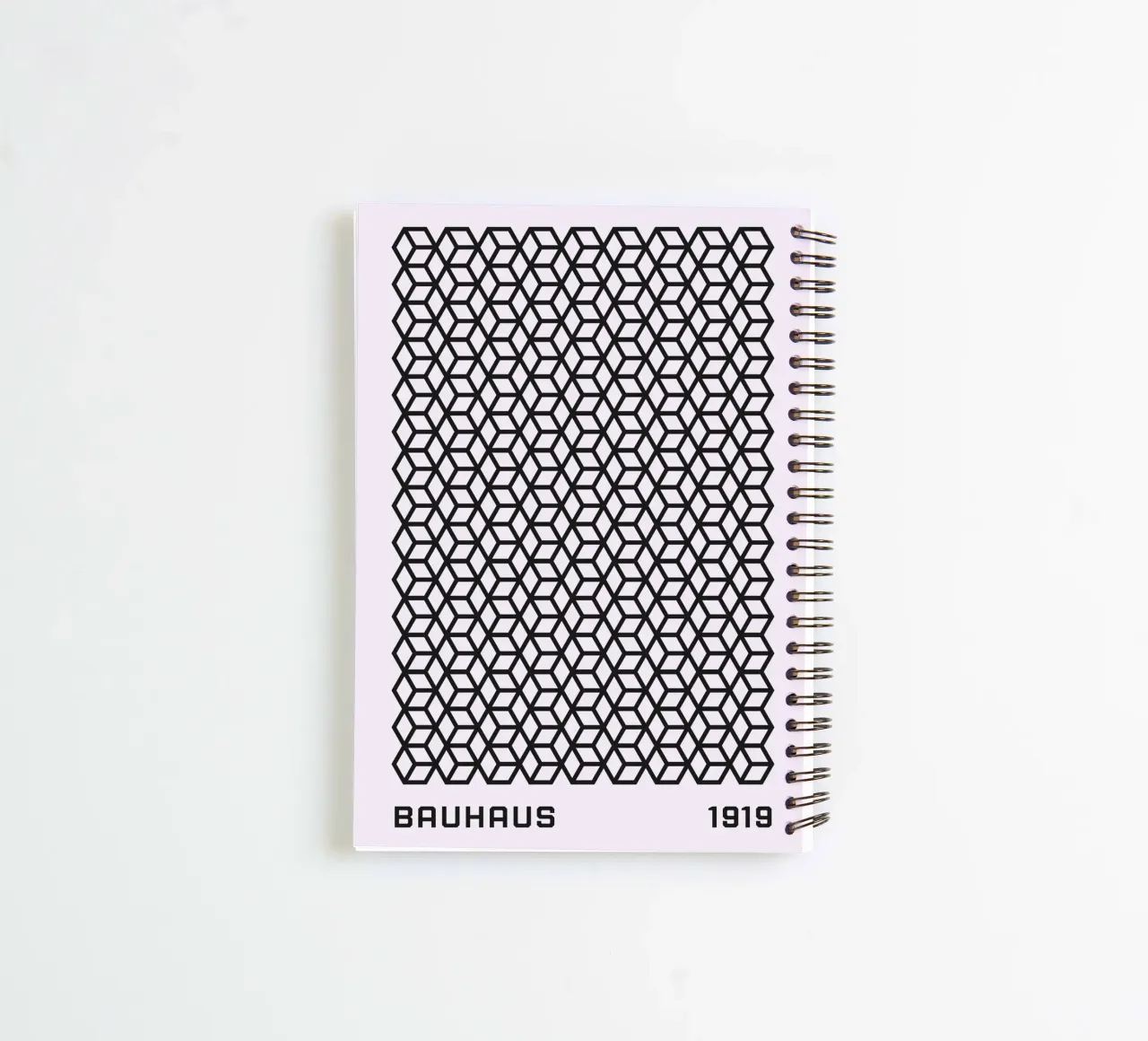 Bauhaus 1919 Geometric 3D Cube Pattern Print spiral notebook by NorwesClub